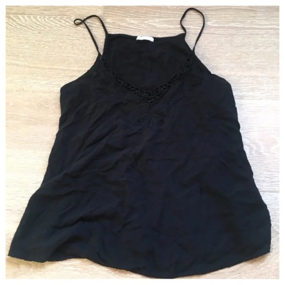 Zara B W Collection Embroidered Tank Black S Cutout Embroidery